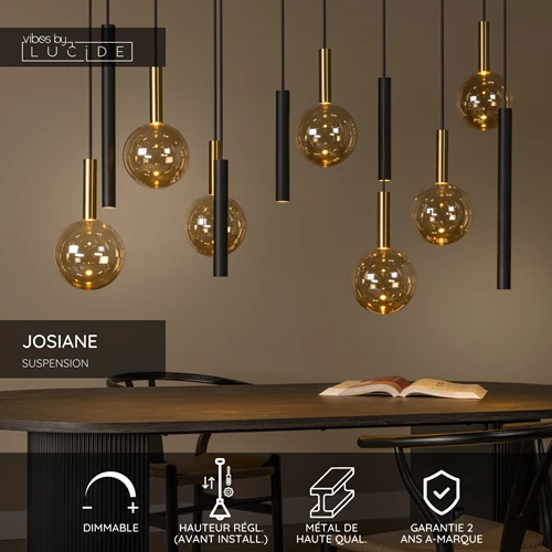Lucide JOSIANE - Suspension - 7xG9 - Noir | Vibes - USP